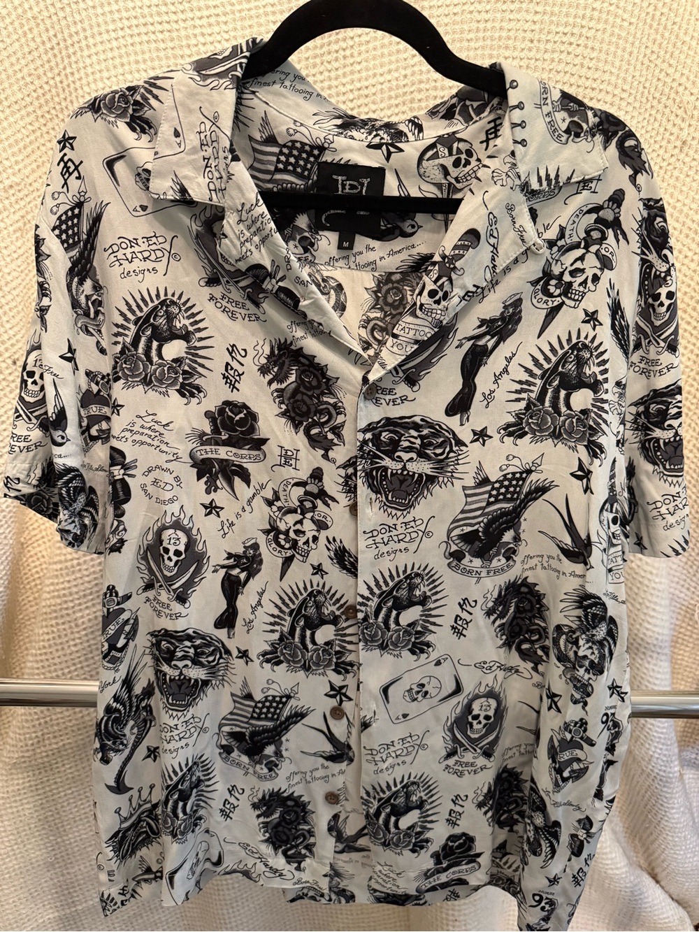 Ed Hardy Casual Button Down Shirt - Black & White